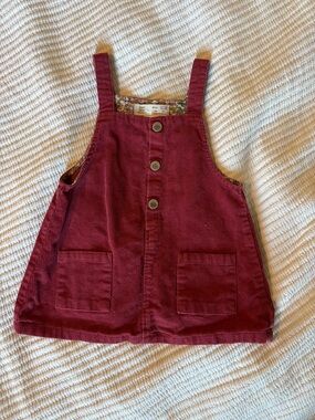 Zara Corduroy Pinafore Overalls - Burgundy